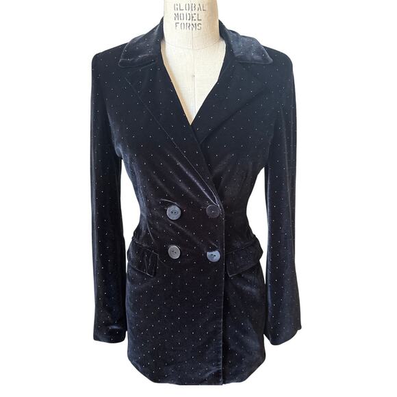 Nicole Shante Black Velvet Rainbow Polka Dot Blazer Size 4 - Picture 1 of 7